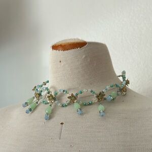 & Other Stories Green and Gold Floral Necklace